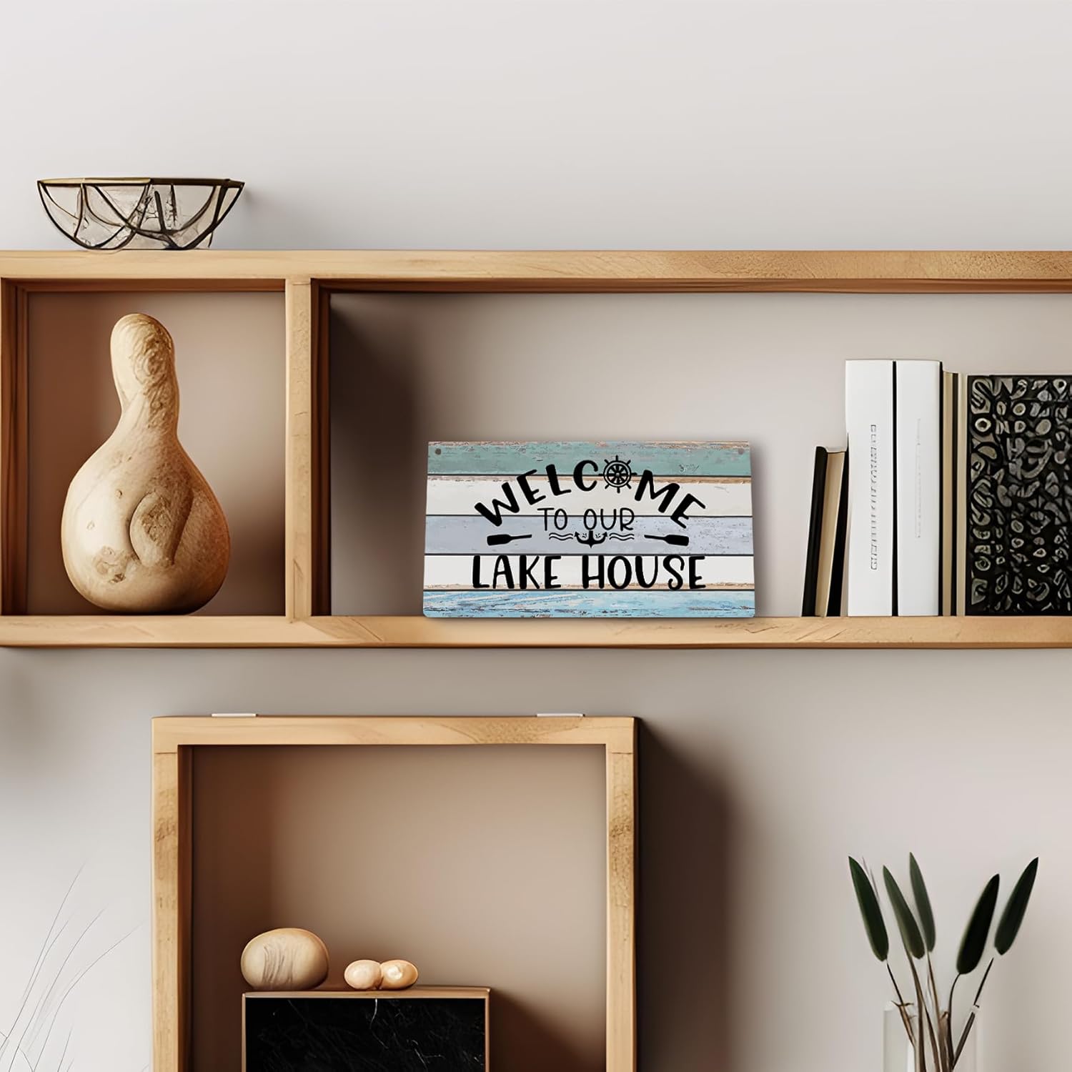 Welcome to Our Lake House Farmhouse Printed Wood Plaque Sign Wall Hanging