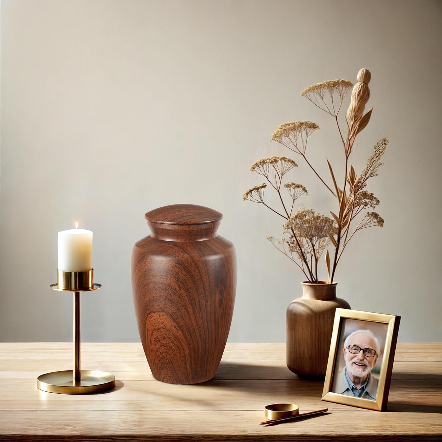Nyutu Urn for Ashes 10 Inch Aluminum Wood Cremation Urn