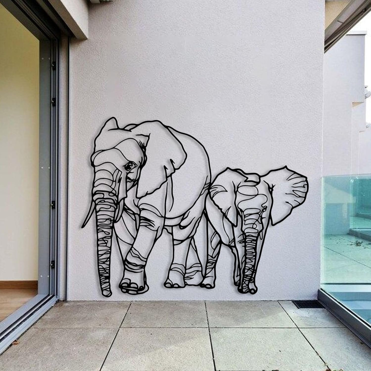 Gold Elephant Wall Decor Set with Mama and Baby