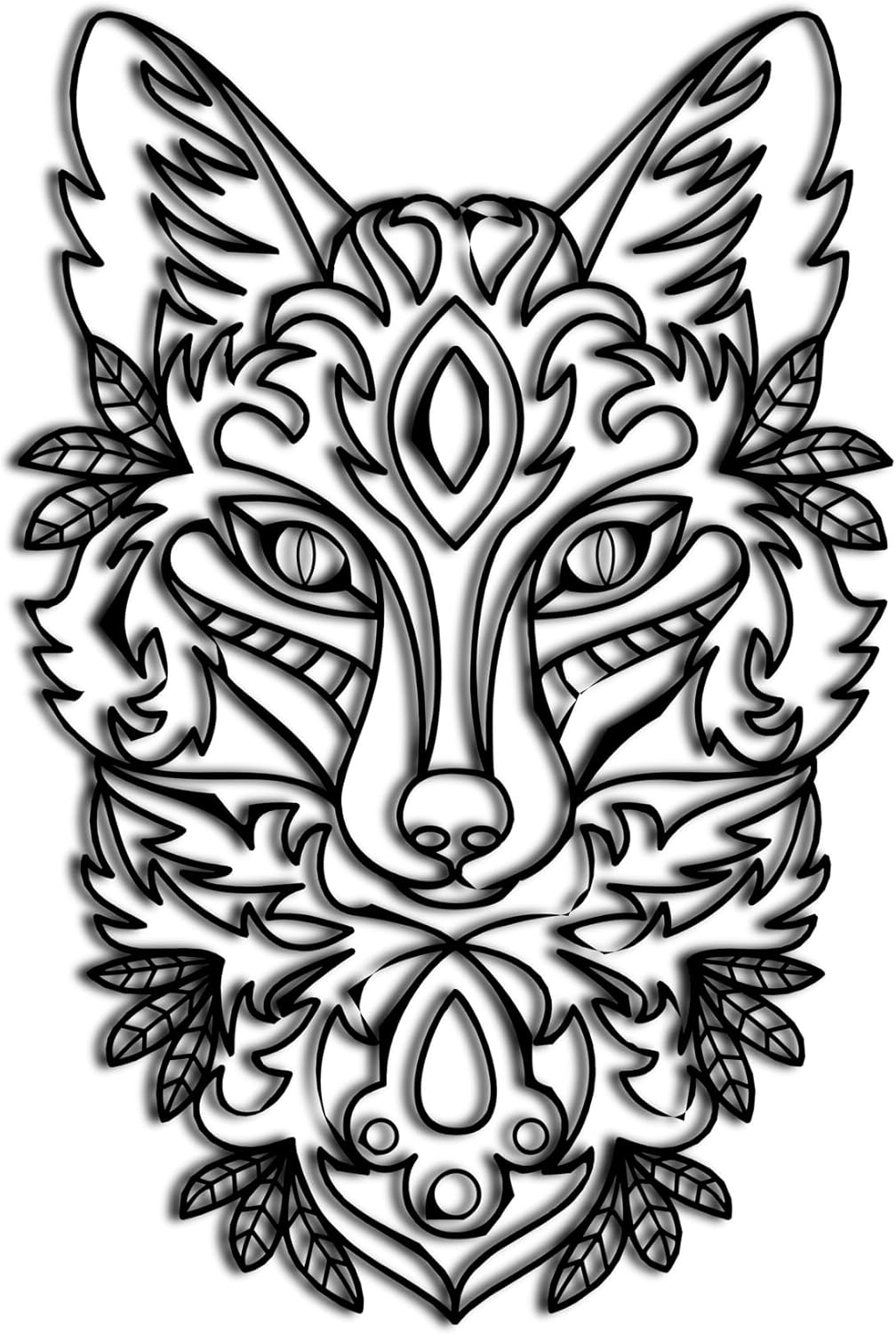 Black Metal Decorative Fox Wall Art Sculpture