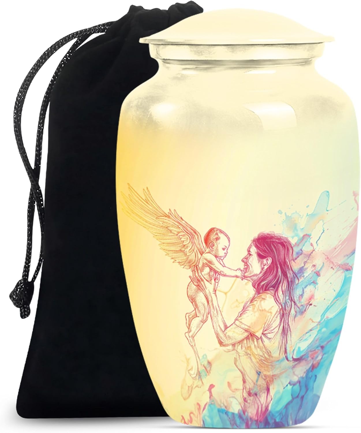 Large Velvet Urn for Ashes - Cremation Urn for Men and Women