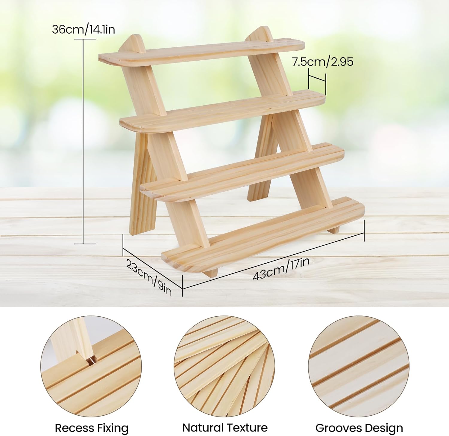 Wooden Cupcake Display Stand with 4 Tiers and Risers