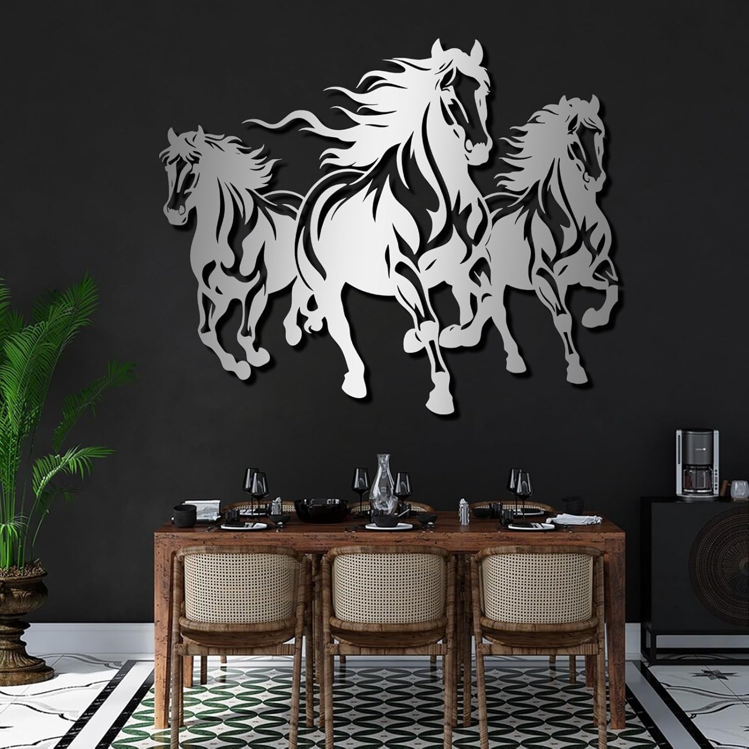 Metal Horse Wall Decor 24x19 Inch Sculpture