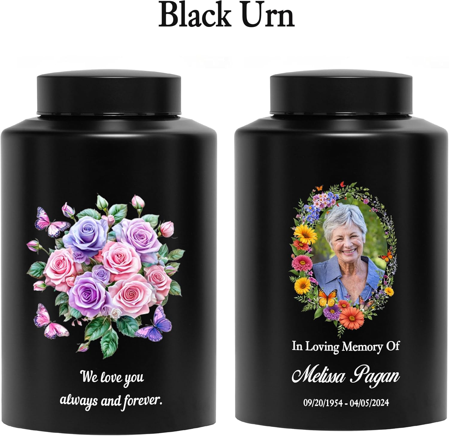 ZISAMURE Cremation Urn for Ashes Large Decorative Urn Black