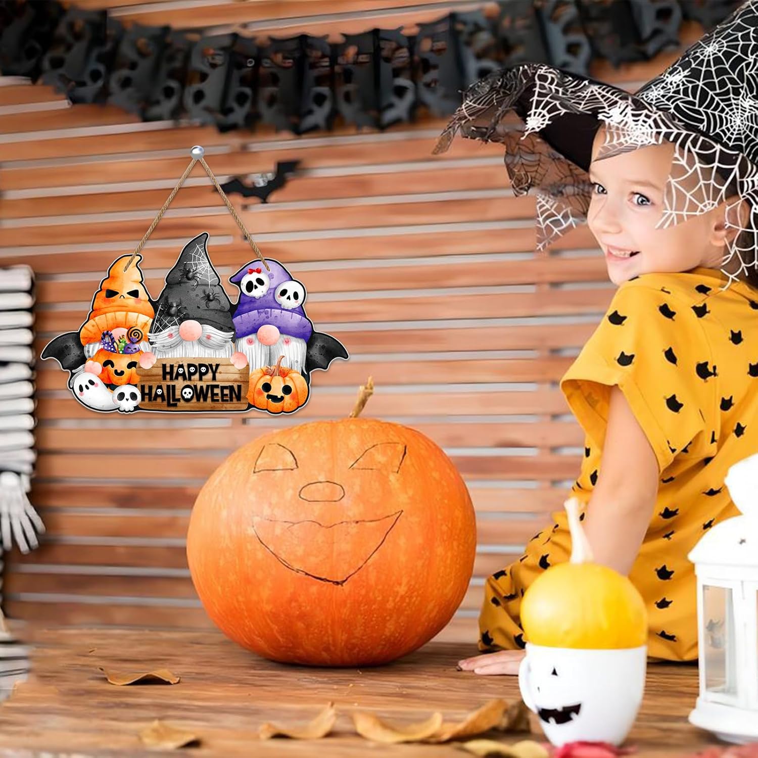 Happy Halloween Gnome Wreath Door Sign