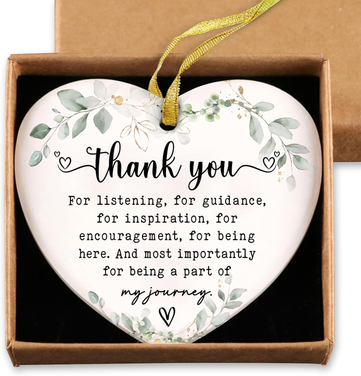 Gossby Heart-Shaped Thank You Ceramic Ornament