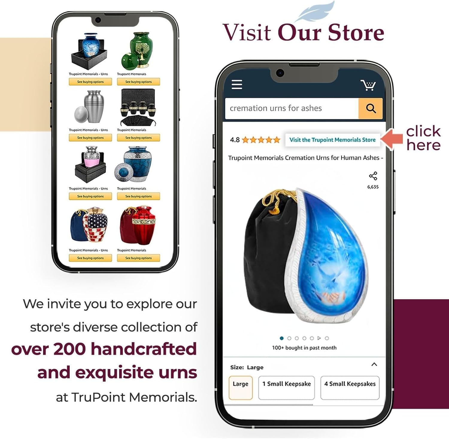Trupoint Memorials Cremation Urns for Human Ashes White Blue Teardrop Dove
