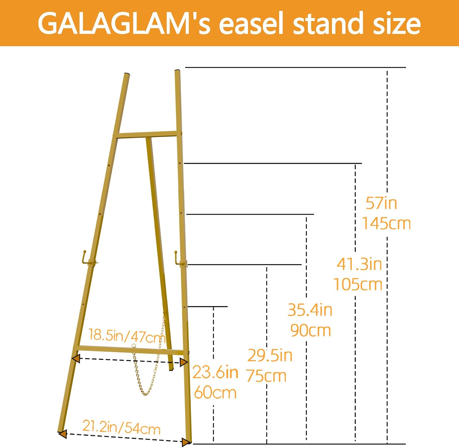 GALAGLAM Gold Easel Stand 57 Inch Adjustable 4 Tier