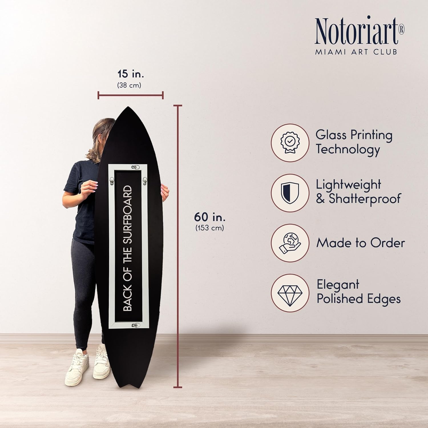 Flamingo in Colors Surfboard Acrylic Wall Art 15x60