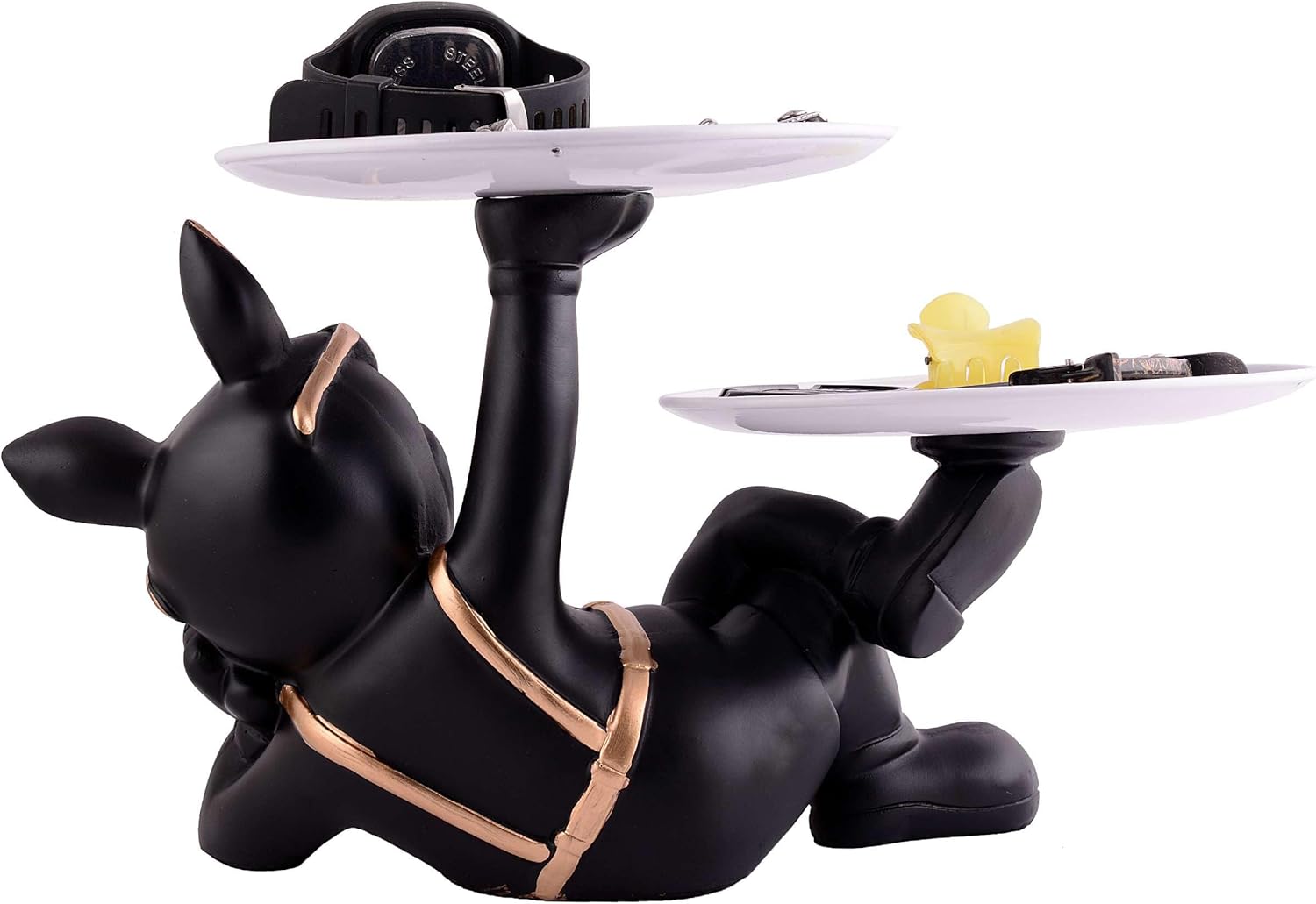 Sivani Cool Dog Sculpture with Plate Home Decor Showpiece