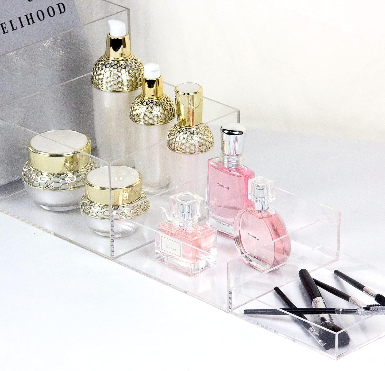 Clear Acrylic Cube Display Box 4 Pcs Risers Stands