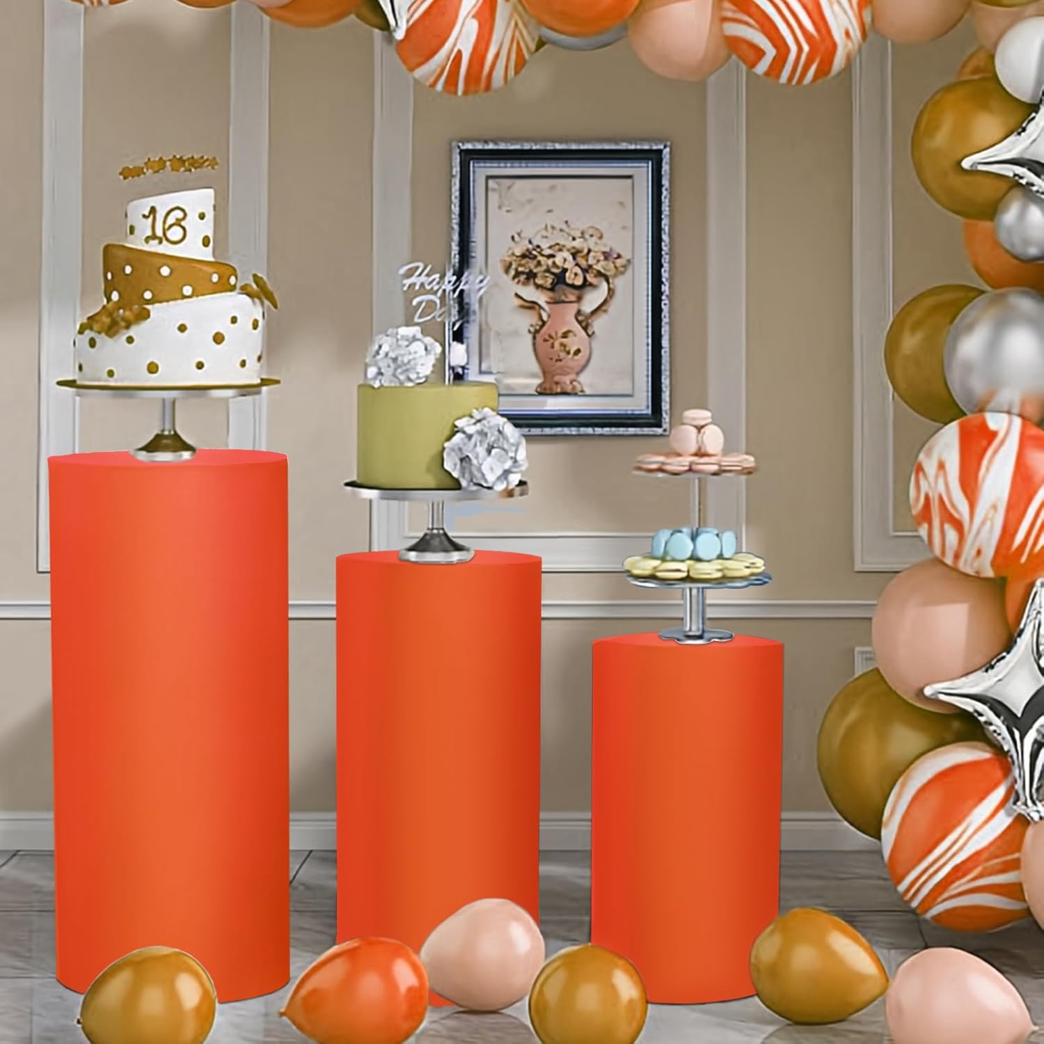 Babenest Cylinder Pedestal Covers Set of 3 Spandex Elastic Decor
