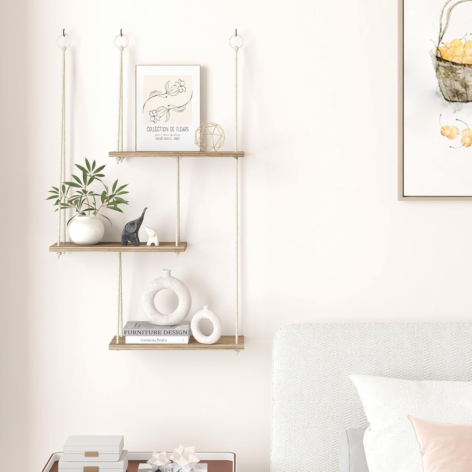 Fixwal 3 Tier Floating Wall Shelf Rustic Brown