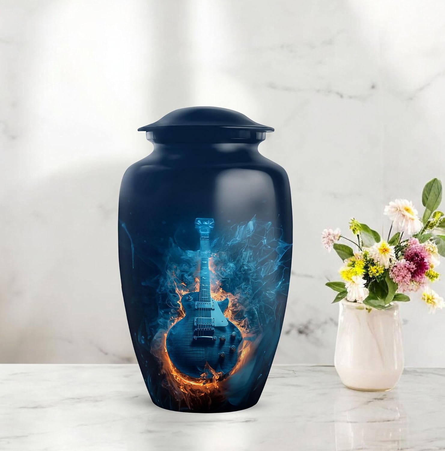 Guitar Urn for Human Ashes - Custom Blue 10 Inch