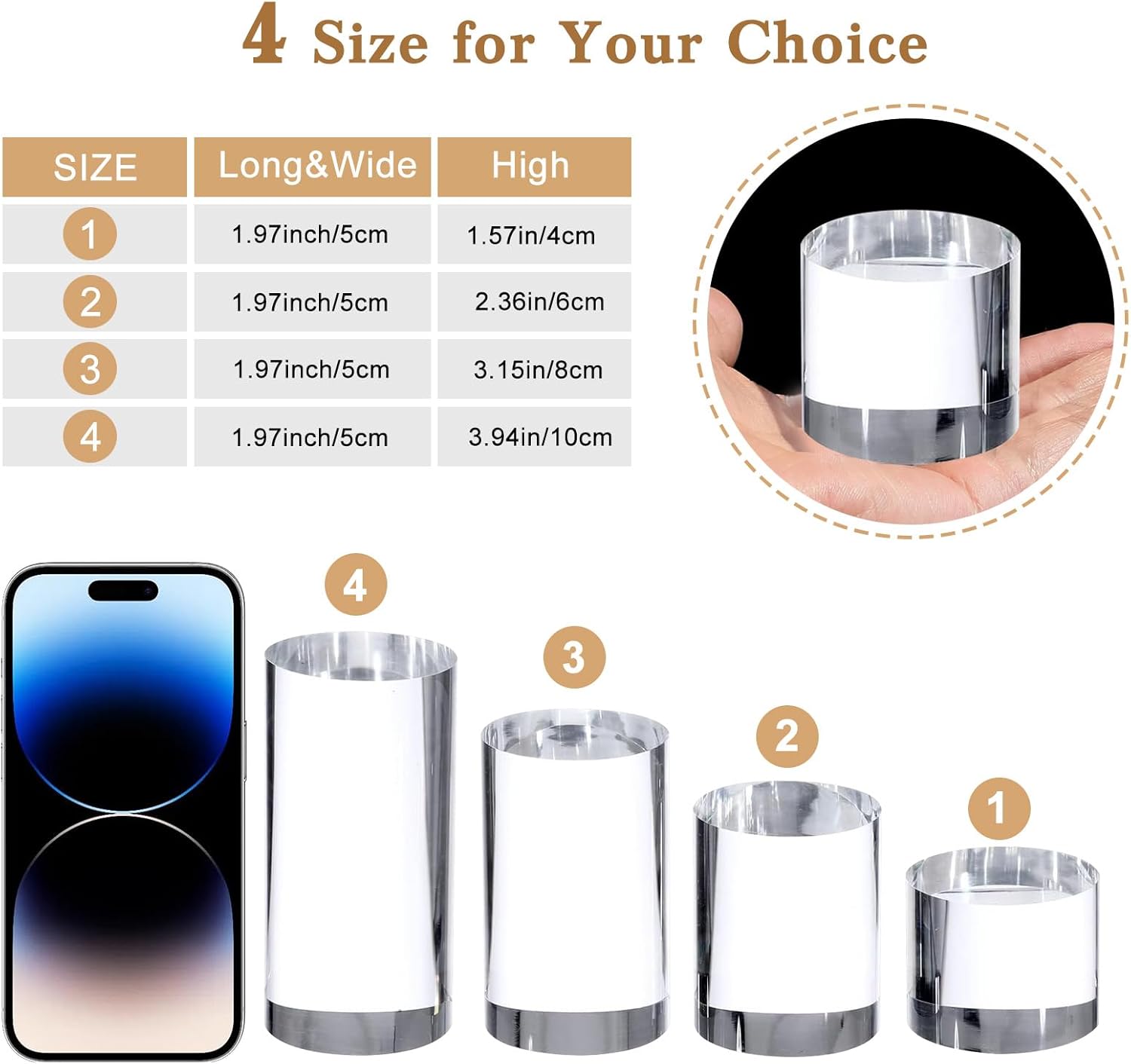 4Pcs Acrylic Blocks for Display