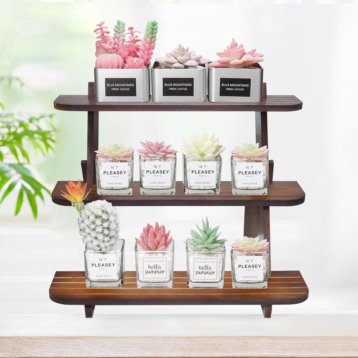 Wooden Display Riser 3-Tier Earring Ring Holder Stand