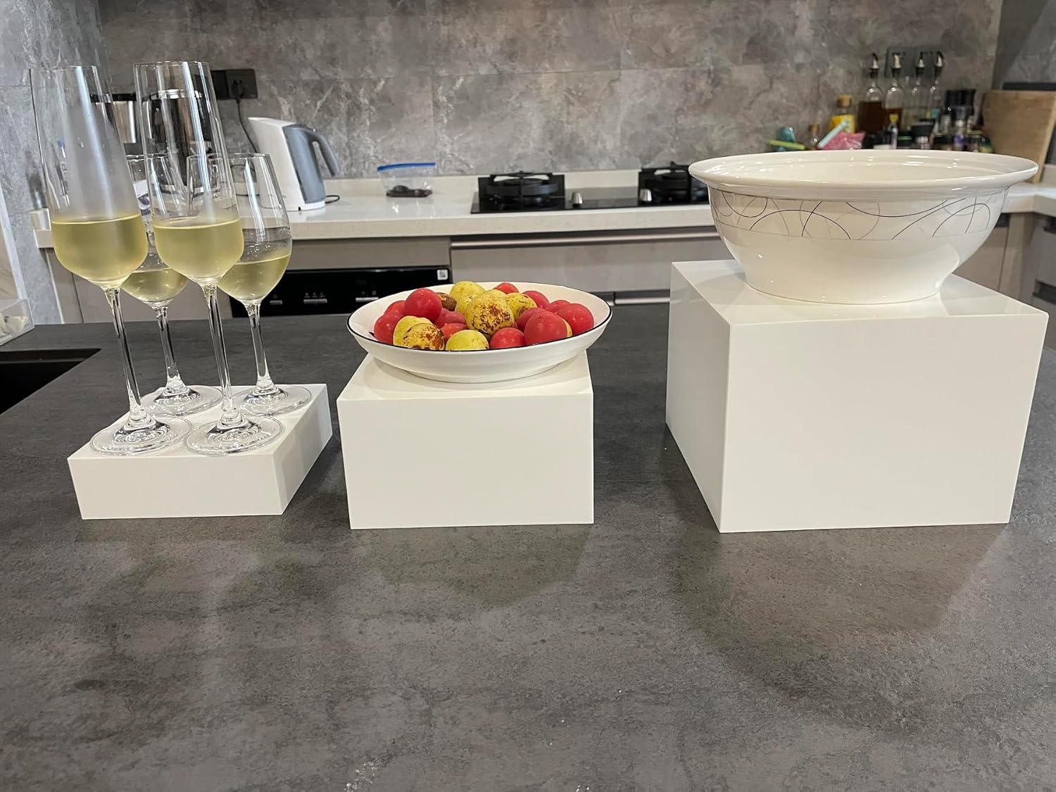 Glossy White Acrylic Buffet Risers Set