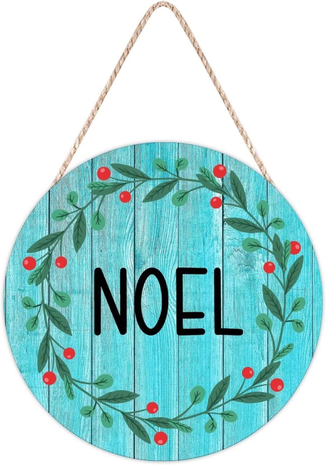 Farmhouse Door Hanger Christmas Wreath Wood Sign 12x12in