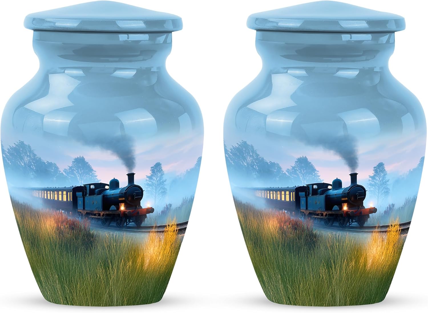 Train Miniature Burial Urns for Human Ashes - Pack of 2