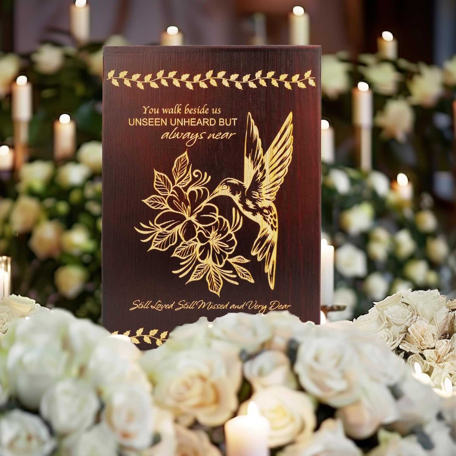 Wooden Cremation Urn with Hummingbird Design Eco-Friendly and Elegant