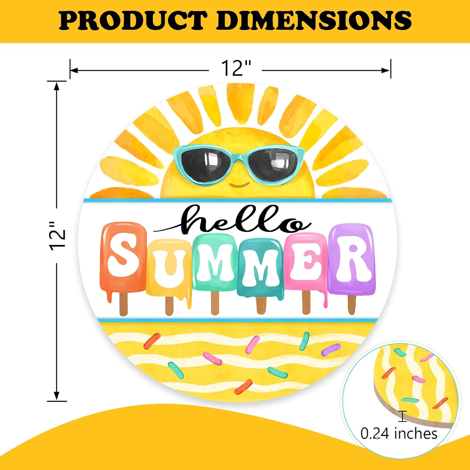 Hello Summer Sun Popsicle Sunglasses Door Sign