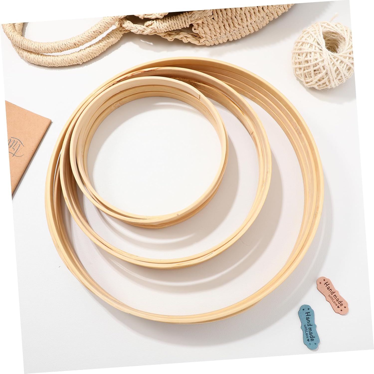 IMIKEYA Bamboo Dream Catcher Hoops 12 Craft Rings Wall Decor