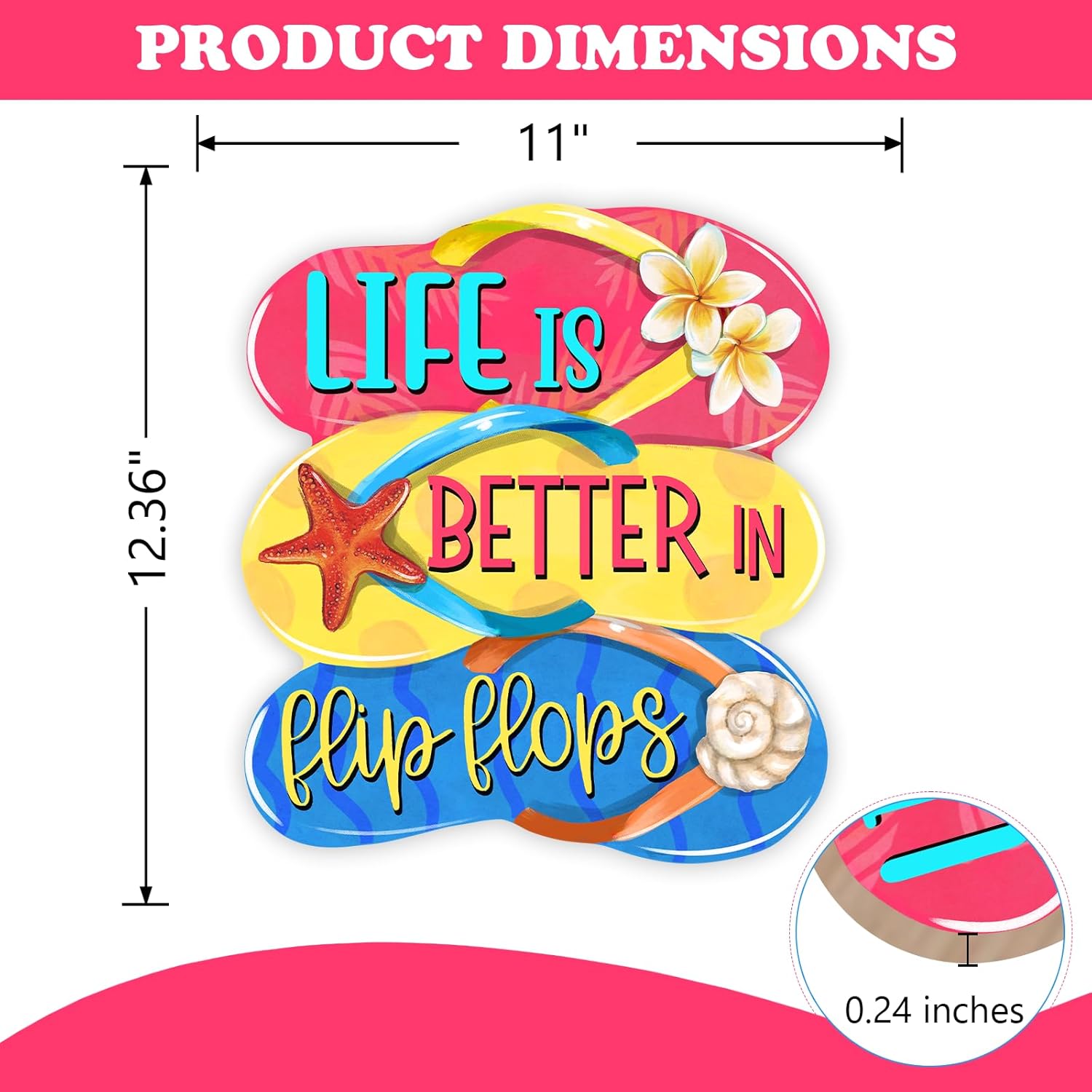 Bolisom Summer Life Flip Flops Beach Door Sign