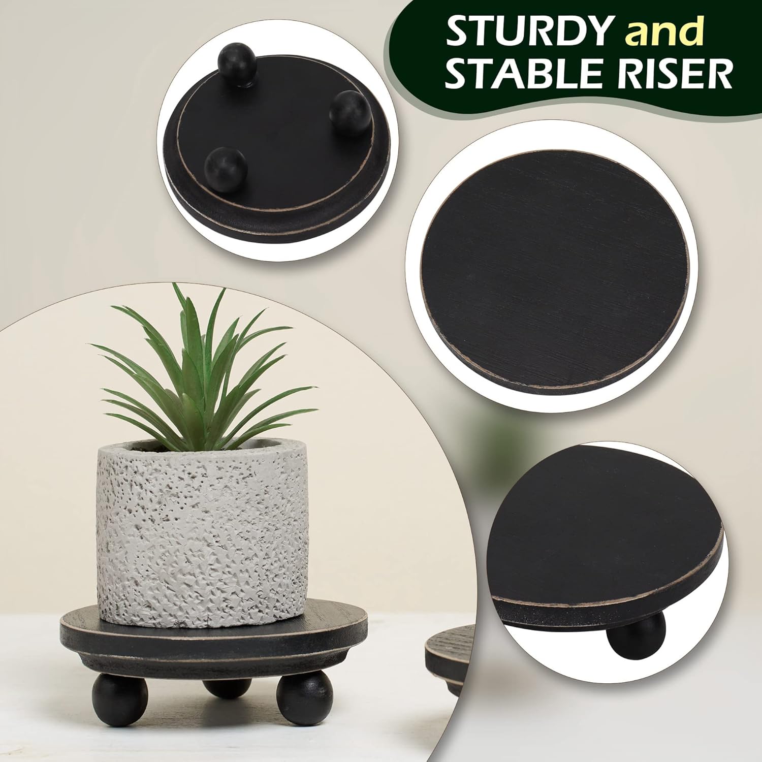 Defined Deco Mini Wood Risers for Display Set of 2 Black