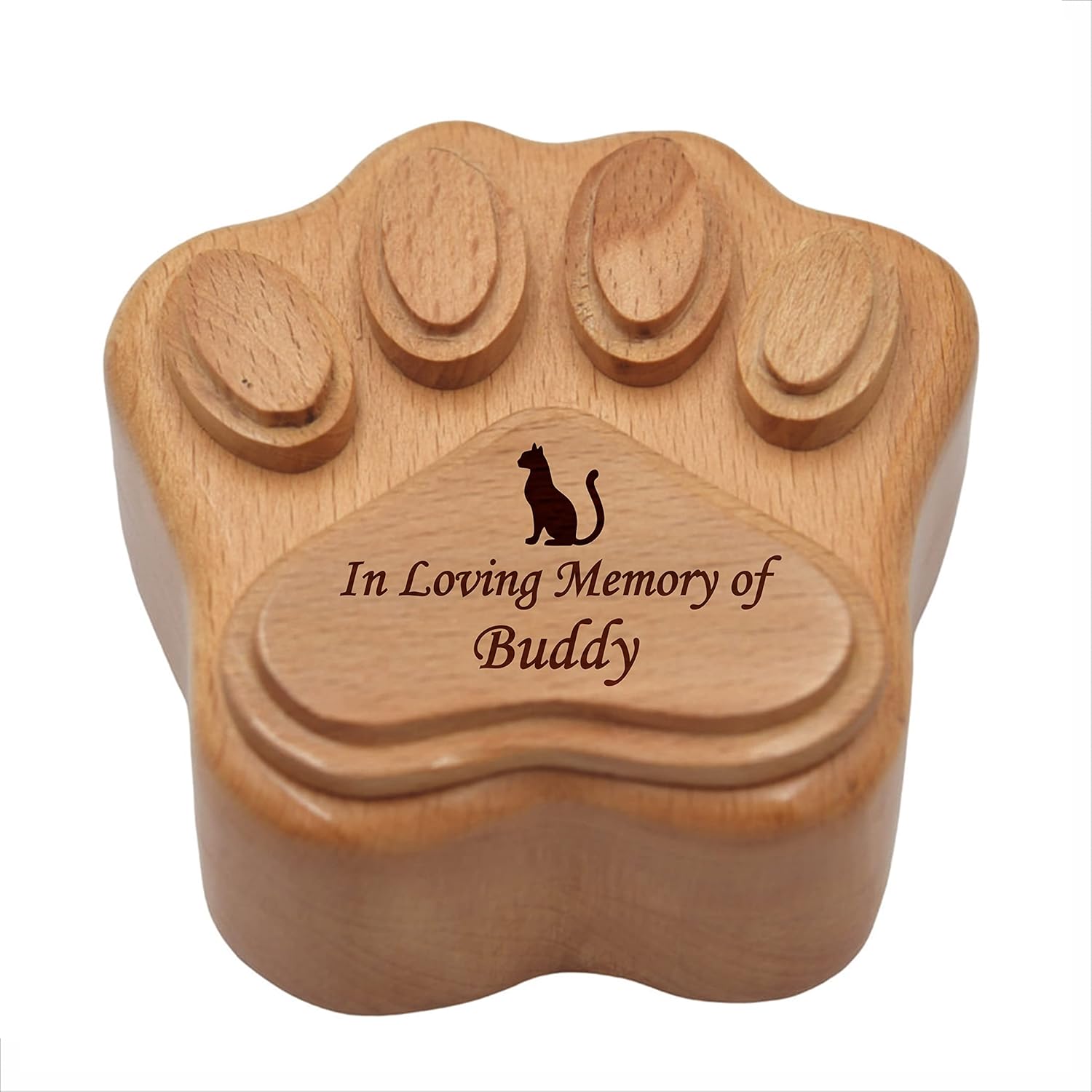 Pet Cremation Urn Paw Shape Wooden Keepsake Small