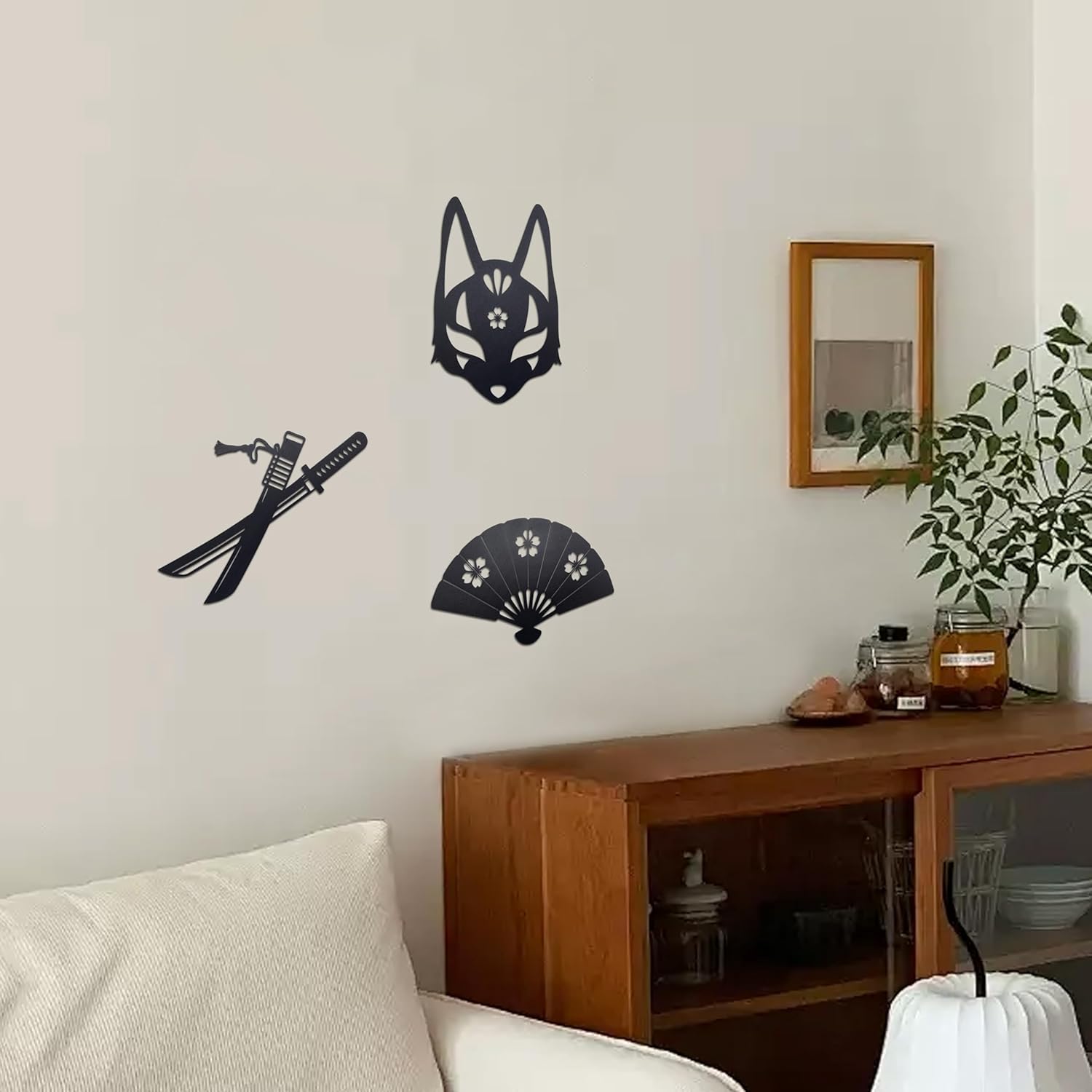 Vausart Japanese Wall Decor Set 3pcs Matte Black