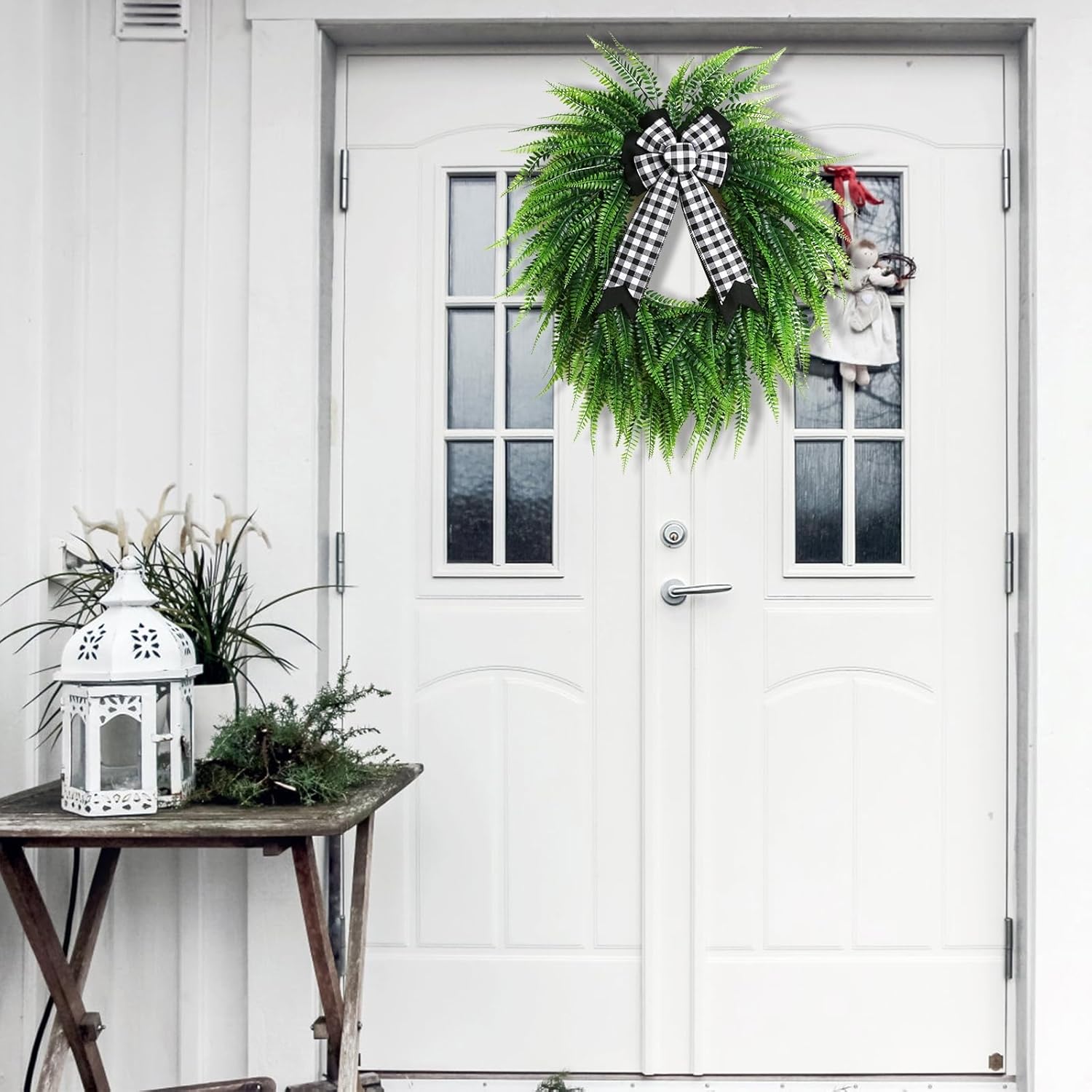 All-Season Boston Fern Wreath for Front Door