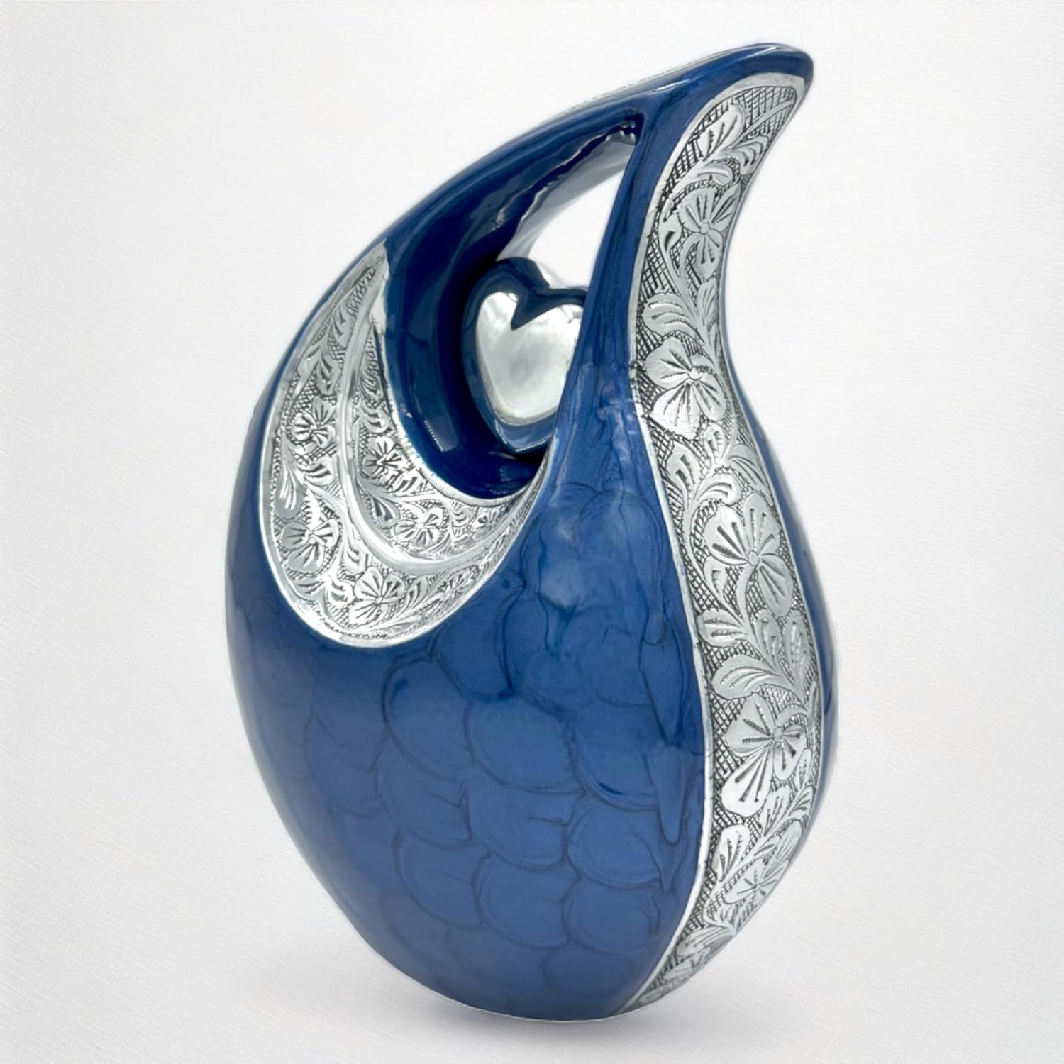 Elegant Blue Teardrop Cremation Urn for Human Ashes