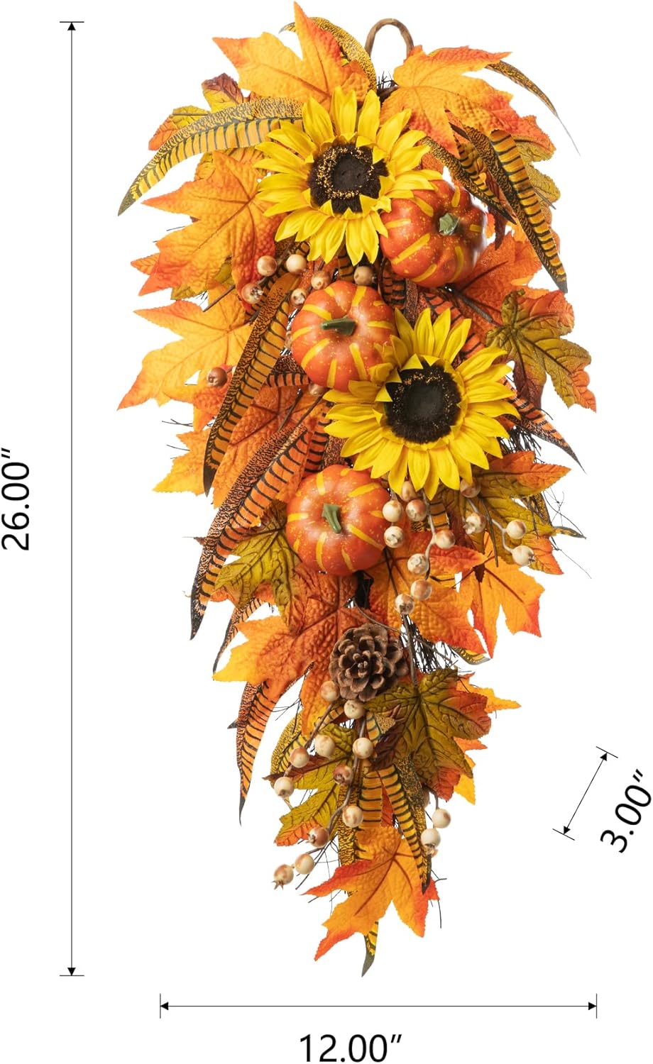 Glitzhome 26 Inch Autumn Decorative Swag