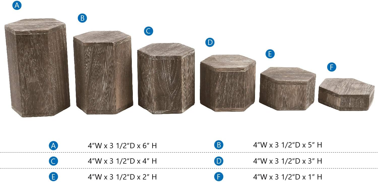 MOOCA 6-Piece Wooden Hexagon Risers Display Stand