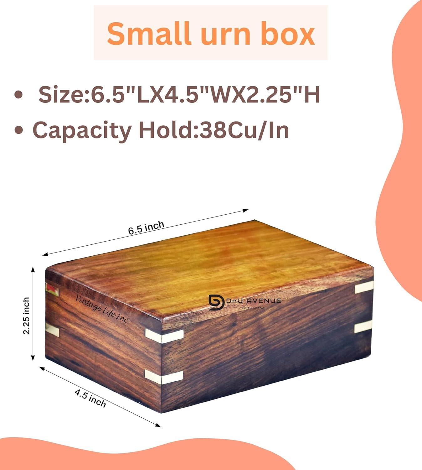 Handmade Rosewood Cremation Urn for Human Ashes