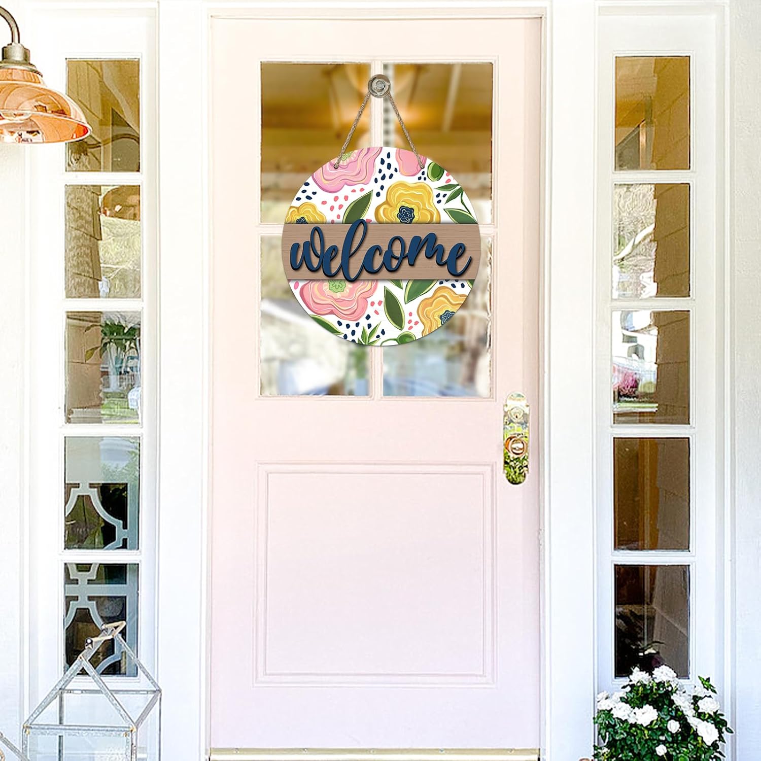 Welcome Spring Summer Flower Front Door Sign