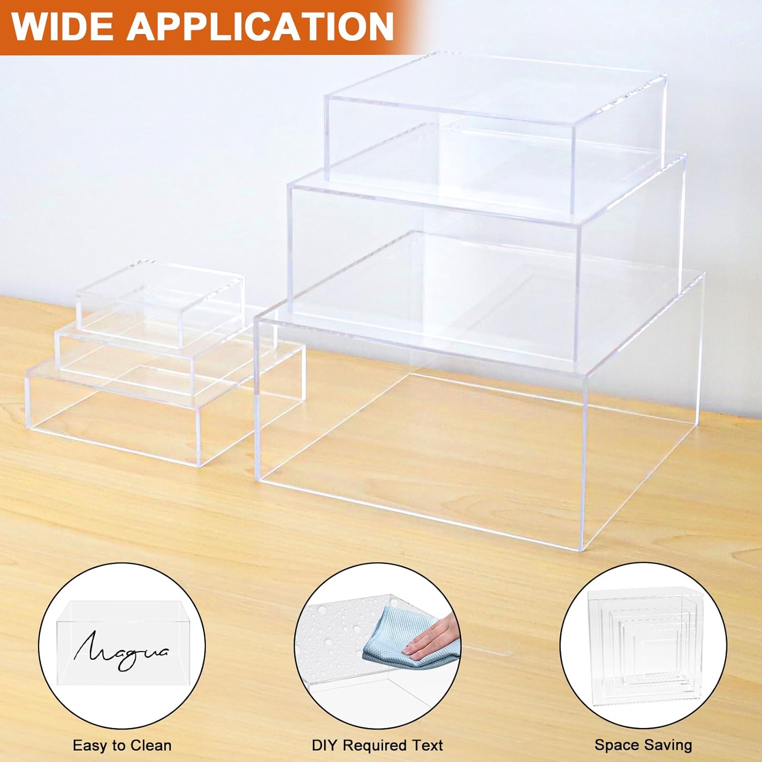 Hylebor 6Pcs Clear Acrylic Display Risers for Buffet and Party Use