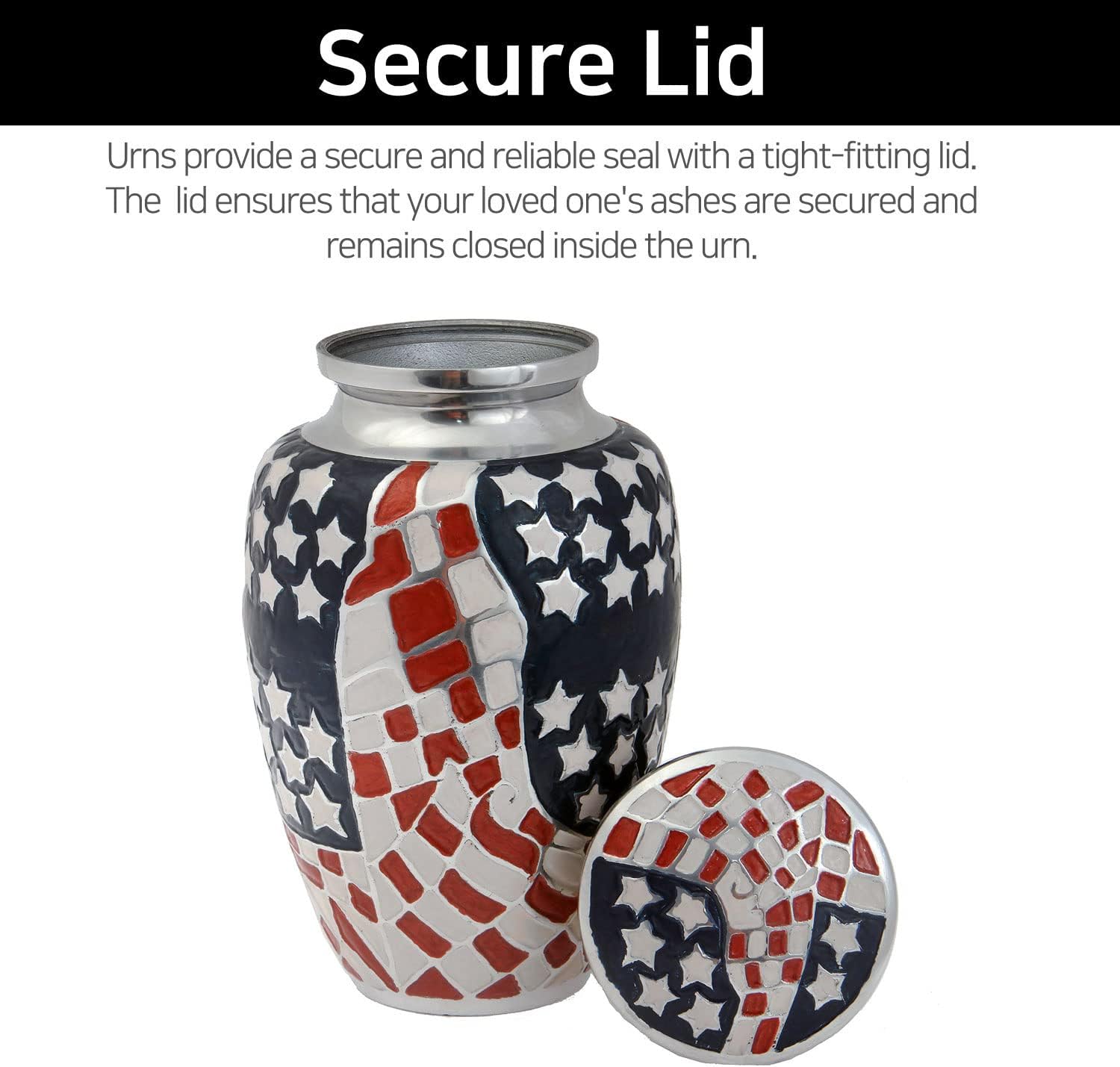 LETUSTO Cremation Urn with American Flag for Veteran Ashes