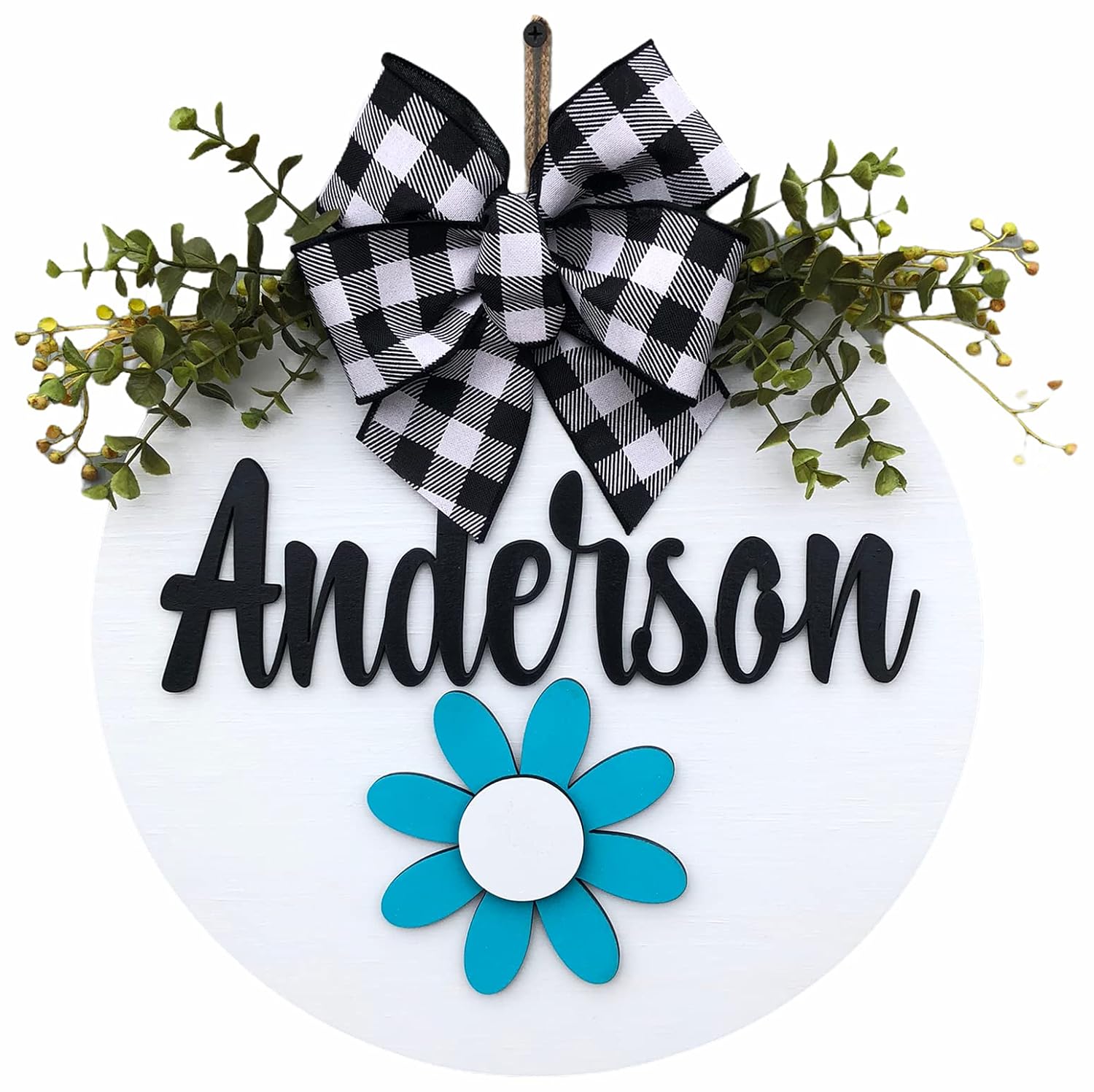 Custom Interchangeable Door Hanger Wreath Welcome Bow Sign 14 Round