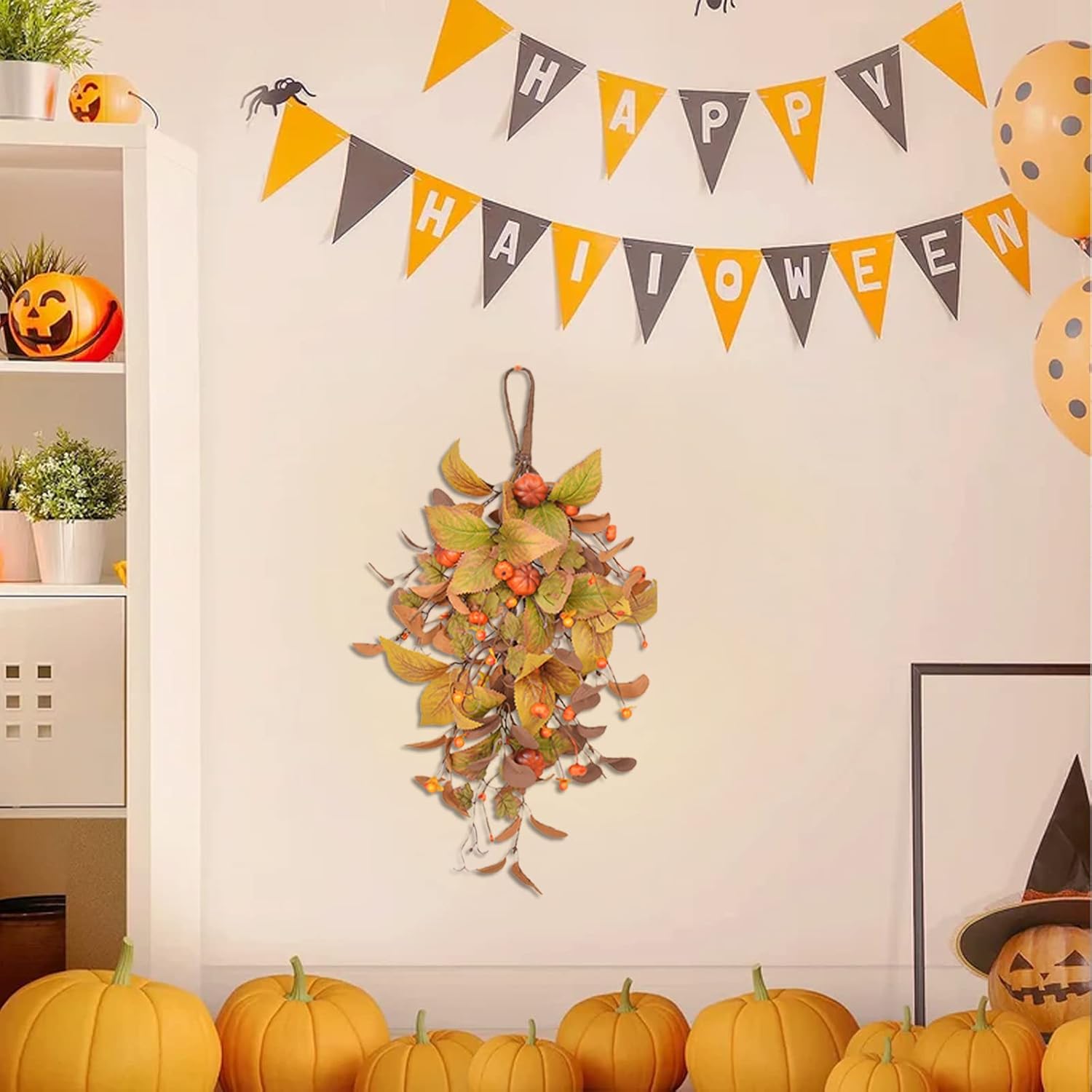 Fall Harvest Teardrop Swag Artificial Decor Thanksgiving Door Wall