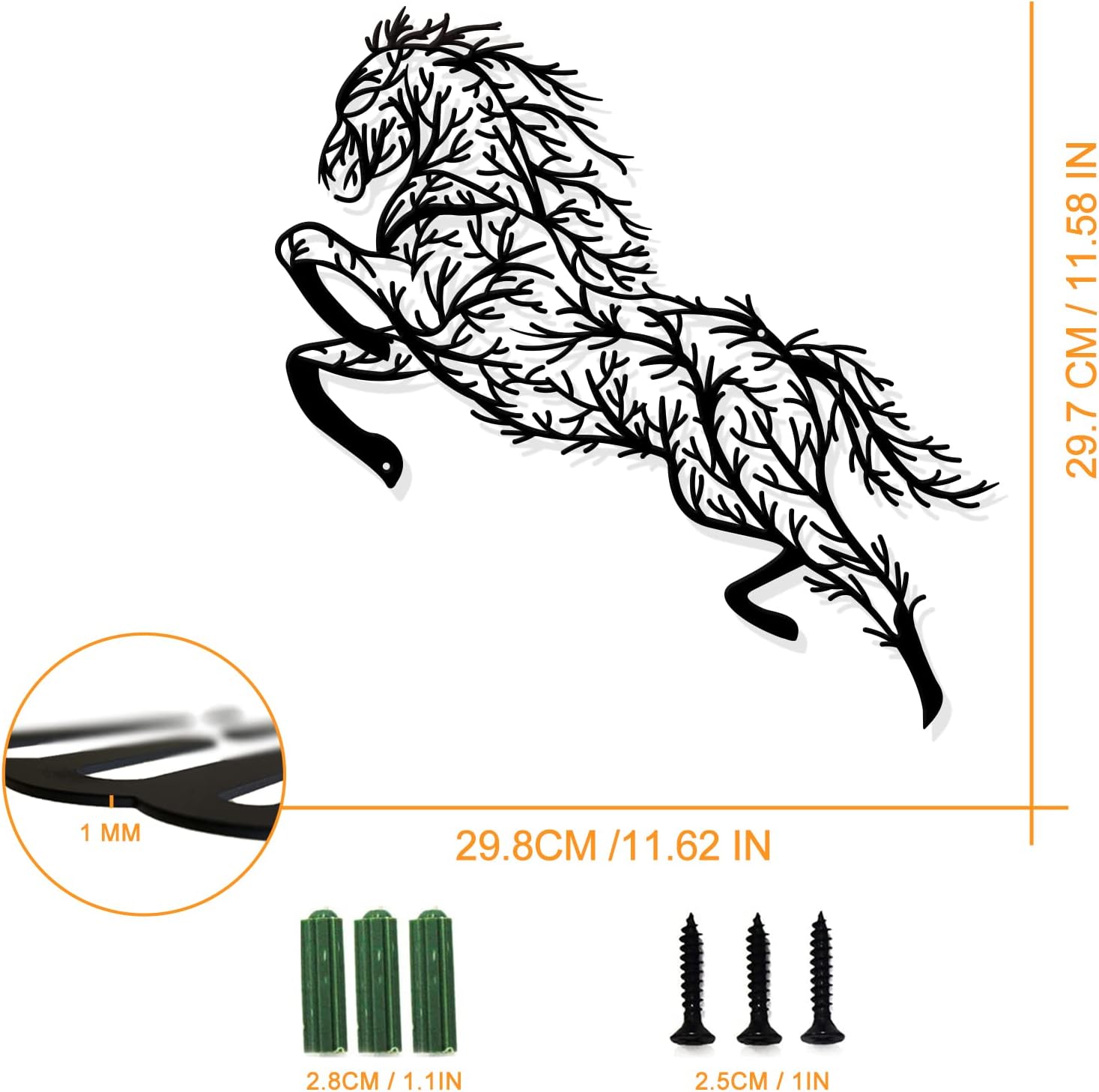 Nbeads Horse Metal Wall Art Decor Tree Branch Silhouette