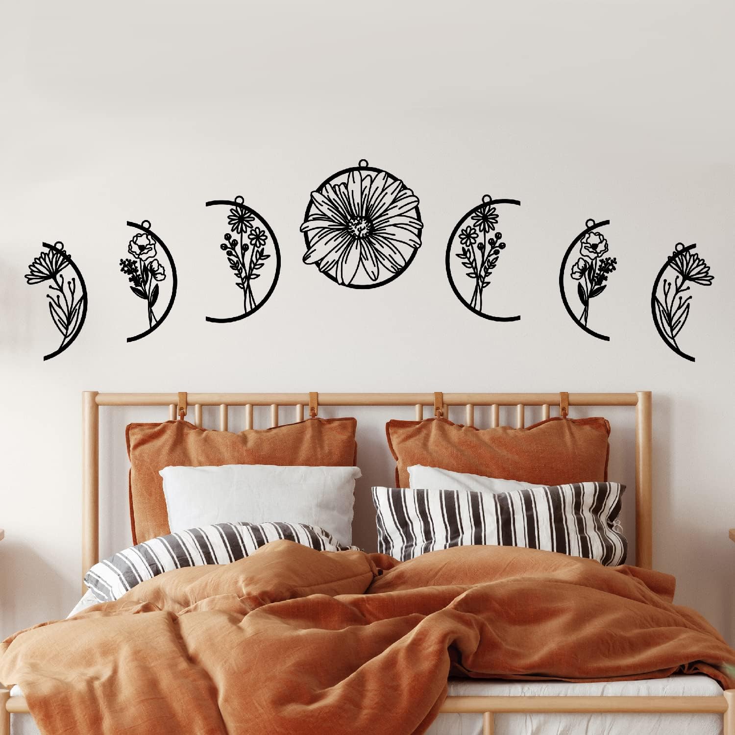 Moon Flower Metal Art Wall Sculpture Black