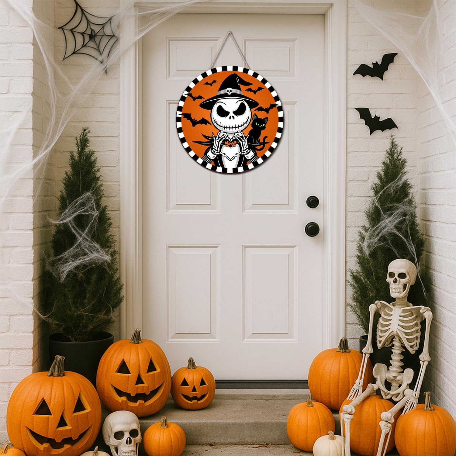 Aymolas Halloween Jack O Lantern Wreath Sign