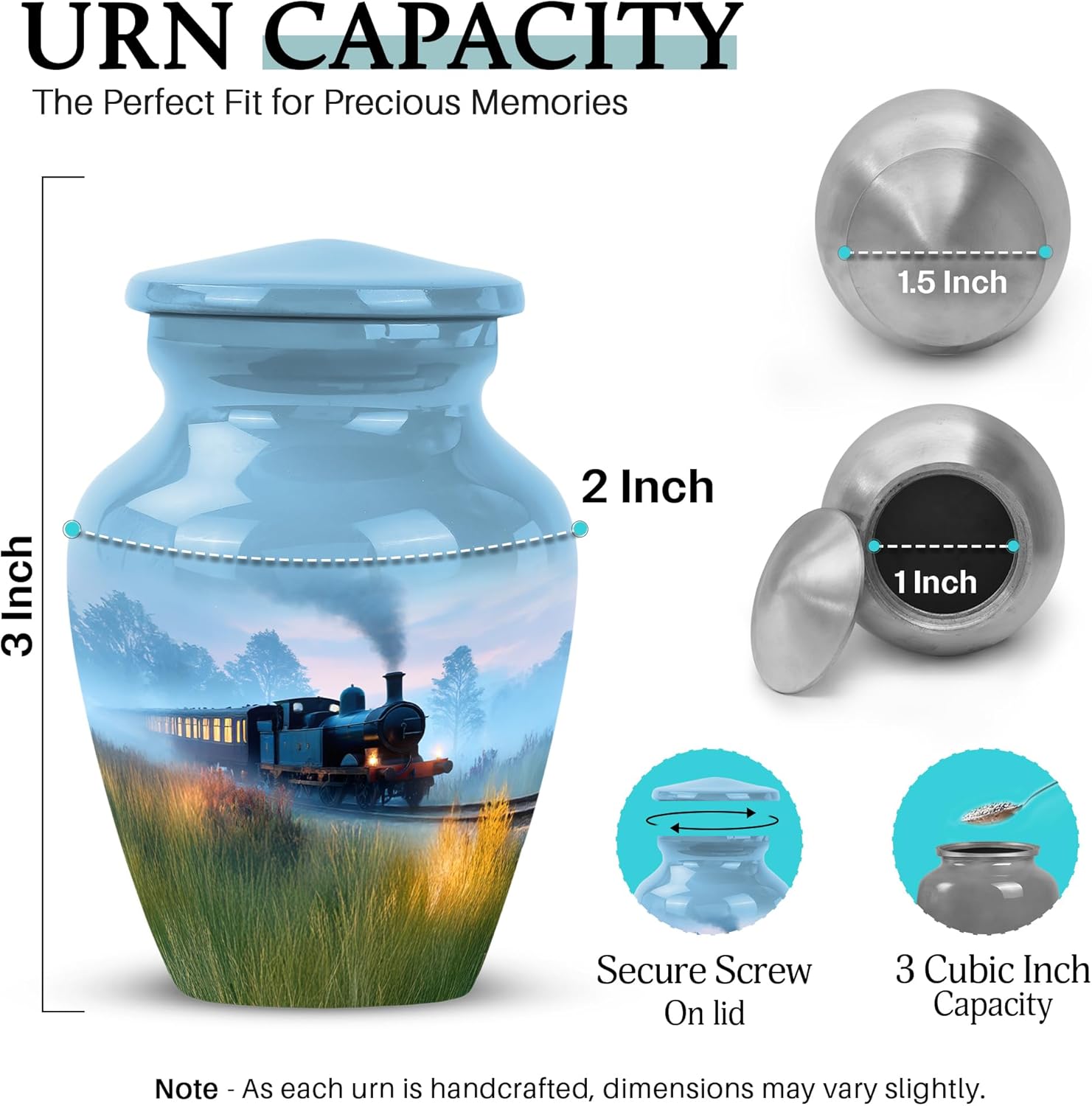 Train Miniature Burial Urns for Human Ashes - Pack of 2