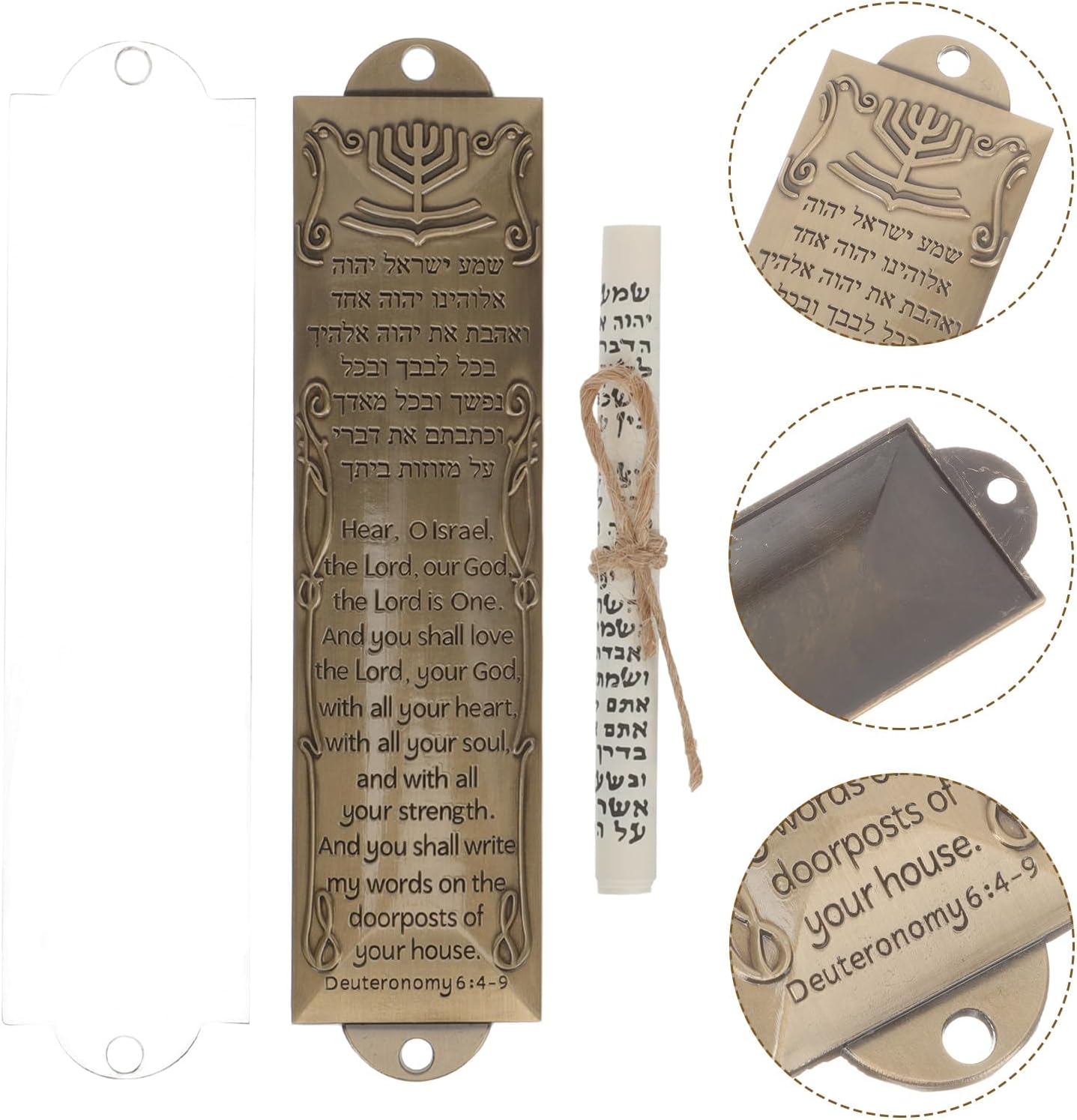 5 Sets Mezuzah with Scroll Door Jewish Mitzvah Metal Case
