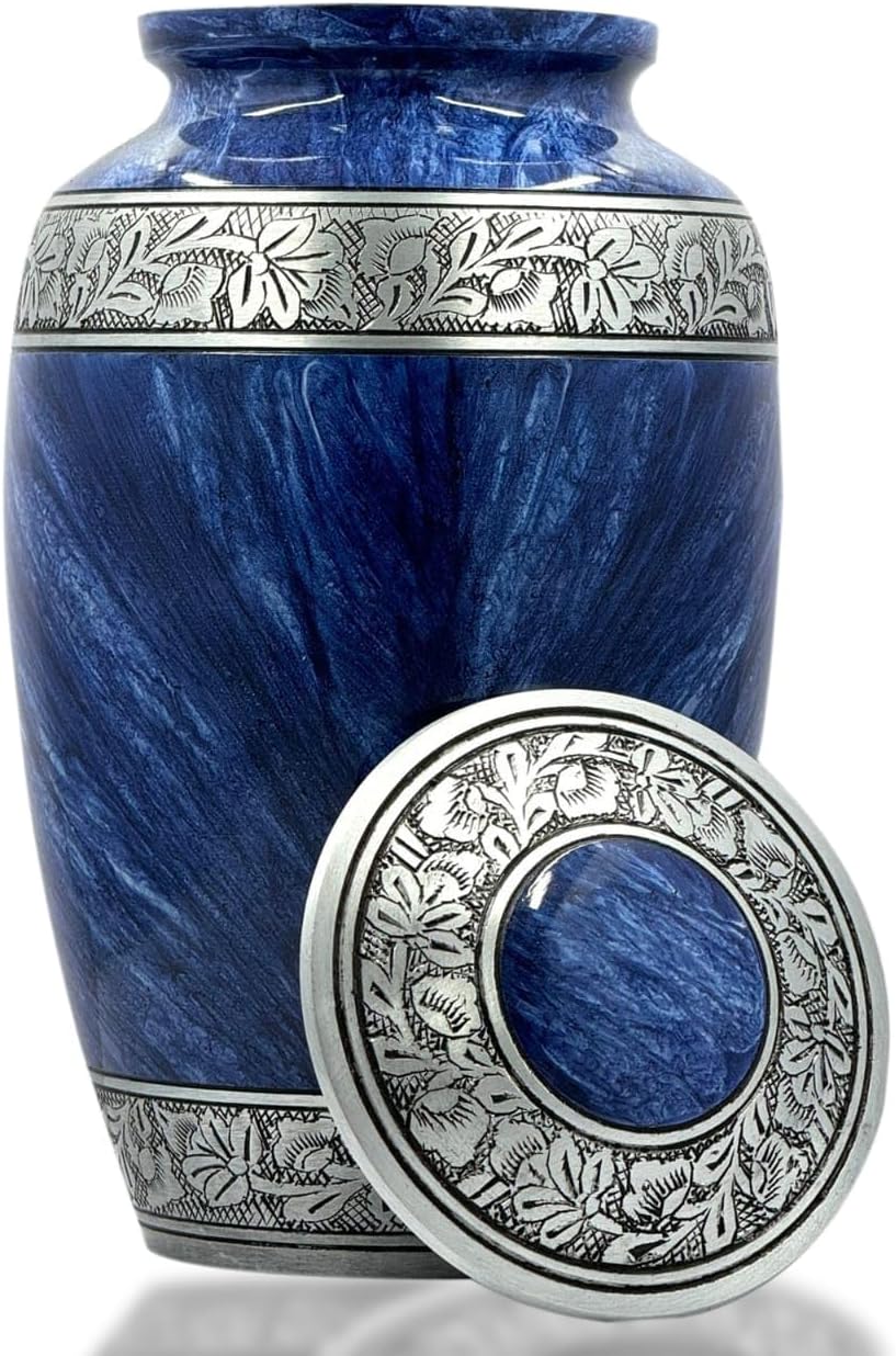 Bold Divine Blue Large Cremation Urn for Adult Ashes