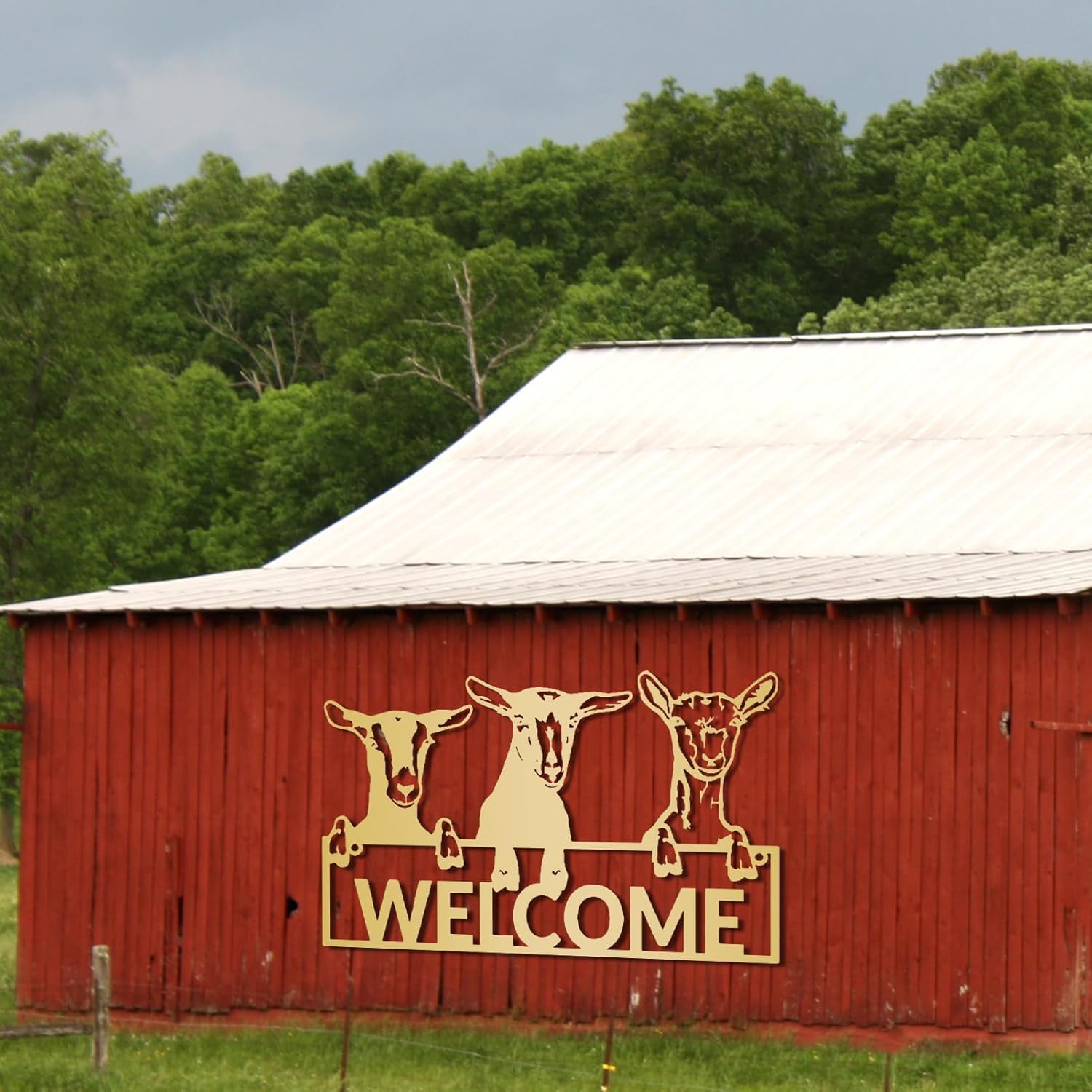 Farmhouse Wall Decor - Metal Goat Art 30x19in Gold Wall Sculpture