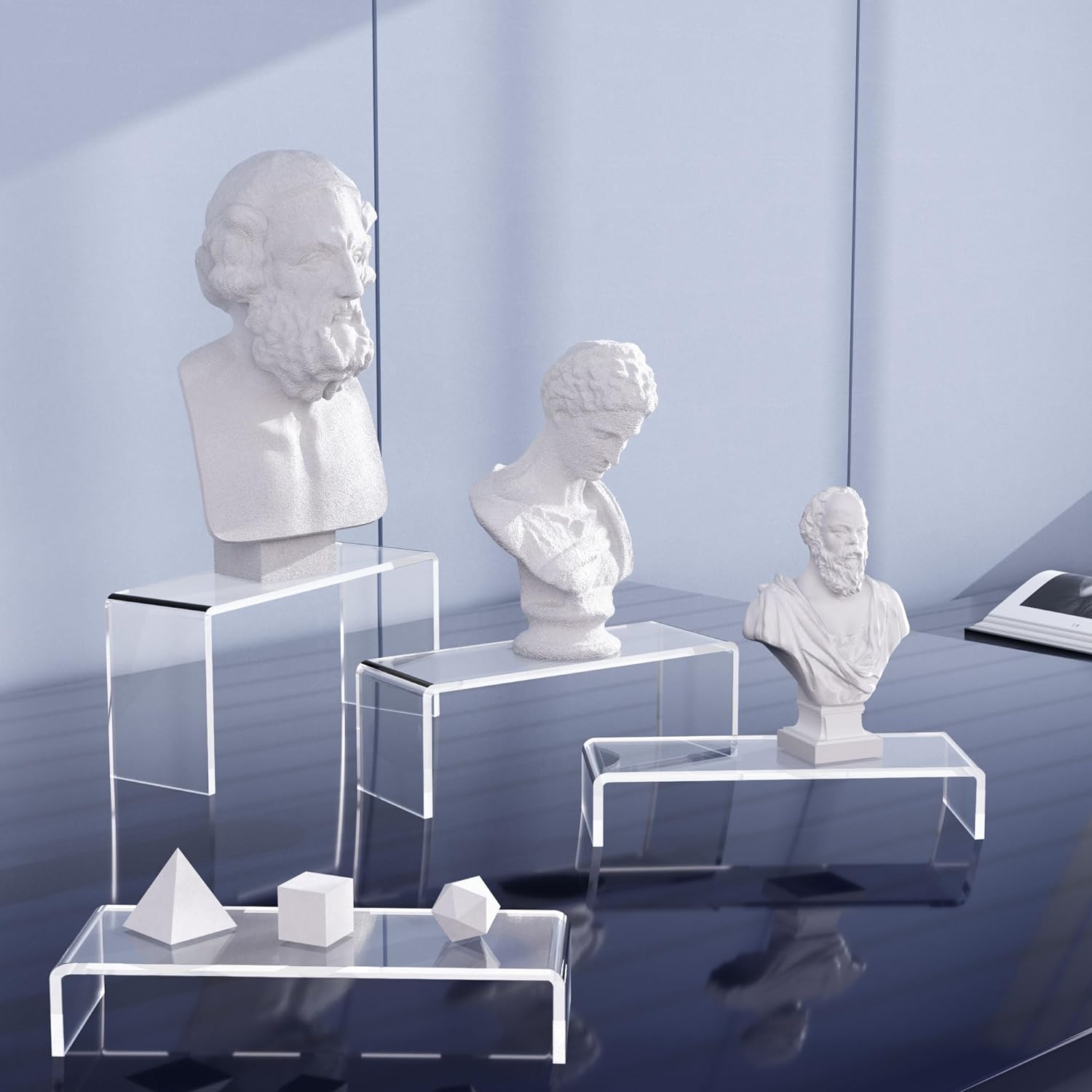 Goabroa 12 Pcs Clear Acrylic Risers Display Stands 3 Tiers