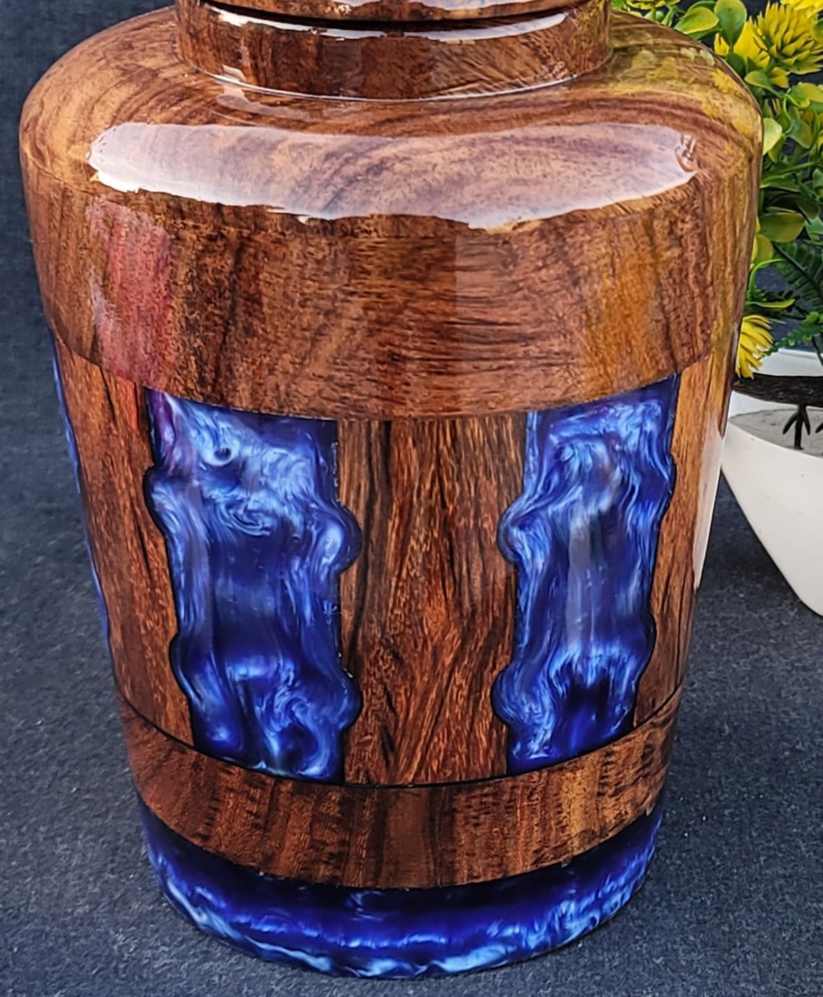 Rosewood Resin Cremation Urn with Personalization