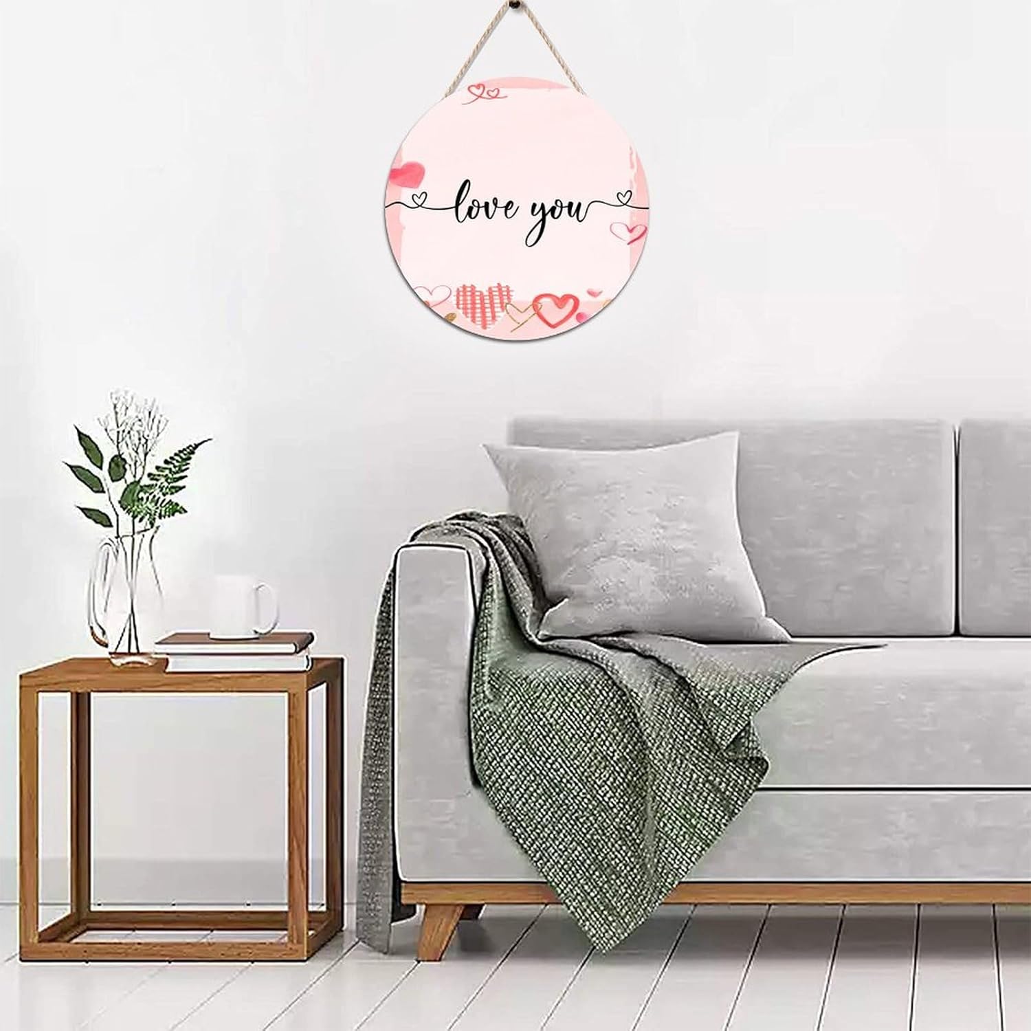 Welcome Sign Decor Wreath 12x12 Inch Wooden Sign Hanger